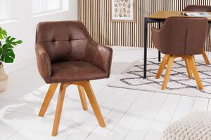 Set 2 scaune rotative Loft cu tapiterie din microfibra si picioare din lemn