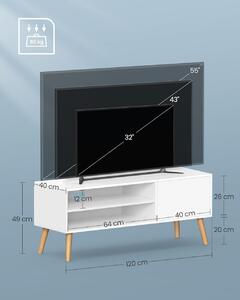 Comoda TV, Vasagle, Alb, 120x40x49 cm