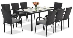 Milan 8 Garden Point technorattan set negru
