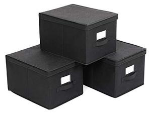 Set 3 cutii depozitare pliabile, Songmics, Negru, 40x30x25 cm