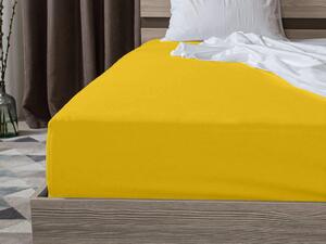 Cearsaf Jersey EXCLUSIVE cu elastic galben mustar 90 x 200 cm