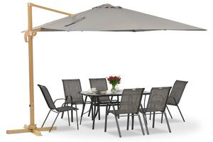 Umbrelă de grădină Siena 3x3m din lemn cu capac gri Garden Point