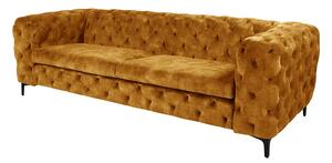 Canapea cu 3 locuri Modern Barock cu tapiterie din catifea si lemn de pin, galben