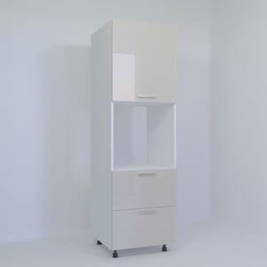 Soldat Cuptor Komodo Melania cu 1 usa si 2 sertare, 600x580x2200 mm, MDF Bej Lucios/Pal Alb 18mm-MC1