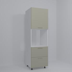 Soldat Cuptor Komodo Melania cu 1 usa si 2 sertare, 600x580x2200 mm, MDF Casmir Mat/Pal Alb 18mm-MC1