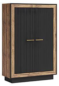 Comoda inalta FOX8, stejar eger/negru, PAL, 95x39x146 cm