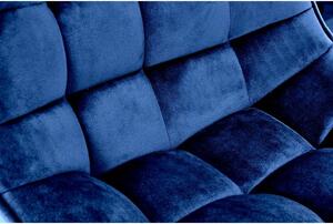 Scaun de bar H95, albastru/negru, stofa catifelata, 43x44x84 cm
