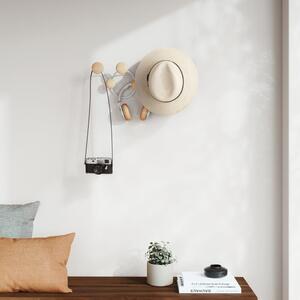 Cuier de perete alb/în culoare naturală din lemn masiv de pin Dotsy – Umbra
