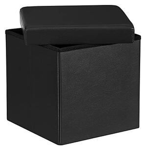 Taburet cu depozitare, Songmics, Negru, 38x38x38 cm