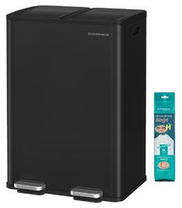 Cos de gunoi reciclare, Pary, Songmics, Negru, 47.6x37.7x66.9 cm