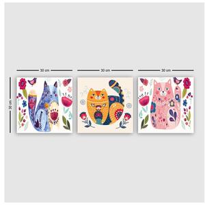 Tablouri pentru copii 3 buc. 30x30 cm Cats – Wallity