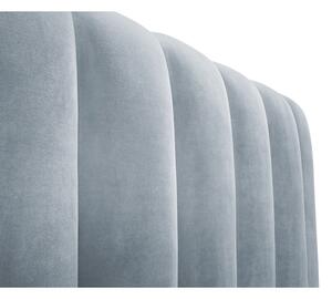 Pat dublu 200x200 cm albastru deschis tapițat cu spațiu de depozitare și somieră Kelp – Micadoni Home