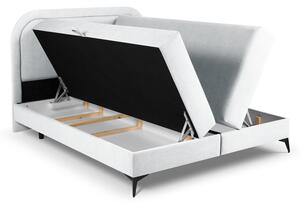 Pat boxspring 160x200 cm gri deschis cu spațiu de depozitare Eclipse – Cosmopolitan Design