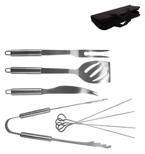 Set 8 unelte pentru grătar din inox cu husă Orion Grill, lungime 34,5 cm