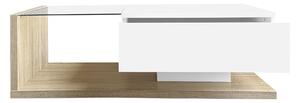 Măsuță de Cafea Modernă din Lemn cu Sticlă și LED, 105x55x32,5 cm, Naturală