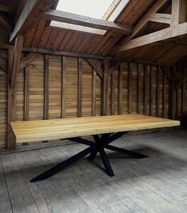 Masă 12 persoane stejar cu picioare metal-260x110cm