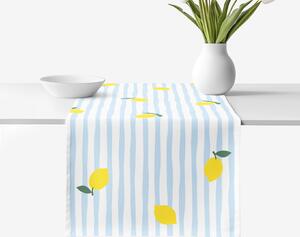 Goldea napron de masă 100% bumbac - lămâi proaspete cu dungi 35x140 cm