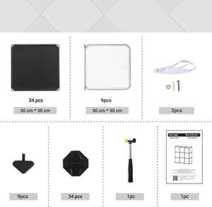 Set 9 cuburi modulare din plastic pentru depozitare, Songmics, Negru-Alb, 93x31x93 cm