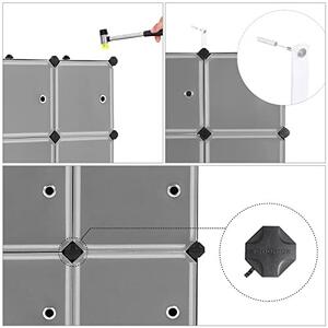 Set 9 cuburi modulare din plastic pentru depozitare, Songmics, Negru-Alb, 93x31x93 cm