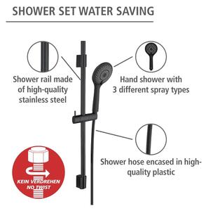 Set de duș negru din oțel inoxidabil 70 cm Water Saving – Wenko