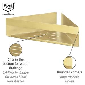 Raft pentru baie auriu de colț autoadeziv din oțel inoxidabil Genova – Wenko