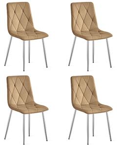 Set 4 Scaune Bucatarie/Dining Fido, Picioare Cromate, Catifea Maro