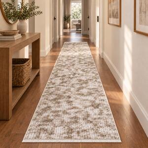 Traversa hol antiderapanta, 80x300 cm, Welsoft, model abstract, bej-taupe, TRV4212