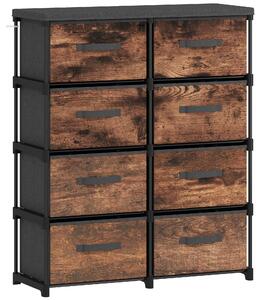 HOMCOM Comodă cu 8 Sertare, Mobilier din Metal pentru Dormitor, Maro Rustic | Aosom Romania
