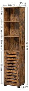 Dulap de depozitare pentru baie, Vasagle, Maro Rustic, 17 x 12 x 65 cm, BBK160X01