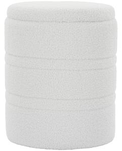 HOMCOM Taburet Rotund Tip Pouf cu Spațiu de Depozitare 33L din Sherpa cu Capac, Capacitate 120kg, Living, Hol, Alb | Aosom Romania