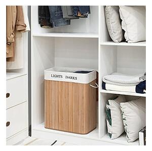 Cos de rufe, Songmics, Lemn, Natural, LCB64Y, 100L, 52 x 32 x 62 cm