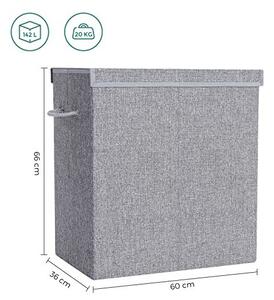 Cos de rufe, Songmics, 142 L, LCB02G, Gri, 60 x 36 x 66 cm