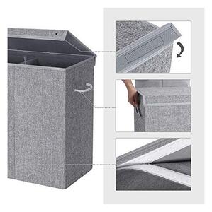 Cos de rufe, Songmics, 142 L, LCB02G, Gri, 60 x 36 x 66 cm