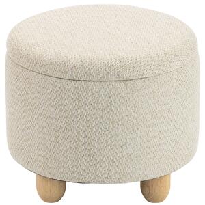 HOMCOM Taburet Rotund cu Spațiu de Depozitare, Capac, 19 L, Material Textil cu Aspect de Iută, 38,5x38,5x33,5 cm, Bej | Aosom Romania