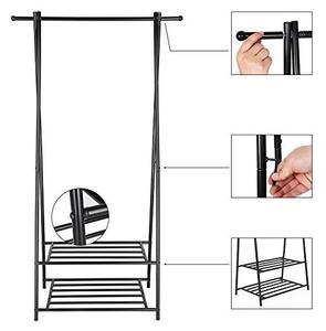 Suport pentru umerase, Songmics, HSR05B, Metal, Negru, 41 x 87 x 155 cm