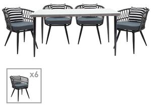 Set de gradina masa si scaune Naoki 7 bucati plastic PE gri-metal negru