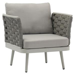 Set de gradina masa si scaune Moritz set de 4 bucati aluminiu gri-textilena gri-bej perna gri-bej