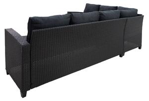 Set de gradina masa si scaune Merano 3 piese metal plastic PE ratan-lemn-material negru