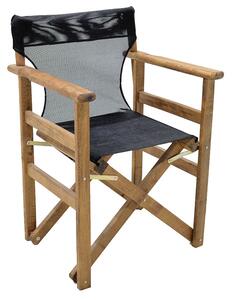 Set de gradina masa si scaune Retto 3 bucati din lemn masiv de fag culoarea nuc, PVC negru 70x70x71cm