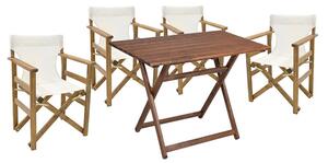 Set de gradina masa si scaune Retto 5 bucati din lemn masiv de fag culoarea nuc, PVC alb 100x60x71cm