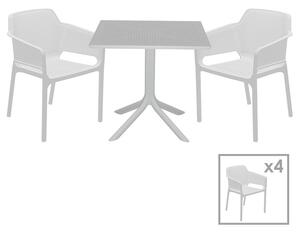 Set de gradina masa si scaune Groovy-Integral set 5 piese plastic alb 80x80x74.5cm