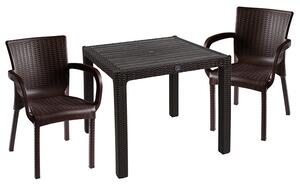 Set de gradina masa si scaune Explore-Festive set 3 piese plastic maro 90x90x73.5cm