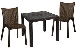 Set de gradina masa si scaune Explore-Confident set 3 piese plastic maro 90x90x73.5 cm