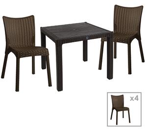 Set de gradina masa si scaune Explore-Confident set 5 piese plastic maro 90x90x73.5 cm