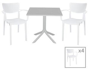 Set de gradina masa si scaune Groovy-Fontline set 5 piese plastic alb 80x80x74.5cm