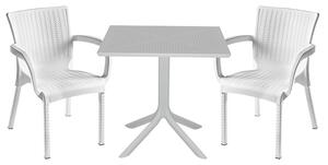 Set de gradina masa si scaune Groovy-Festive set 3 piese plastic alb 80x80x74.5cm