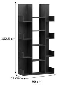 Biblioteca Charles melaminat negru 90x31x182.5cm