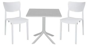 Set de gradina masa si scaune Groovy-Ignite set 3 piese plastic alb 80x80x74.5cm