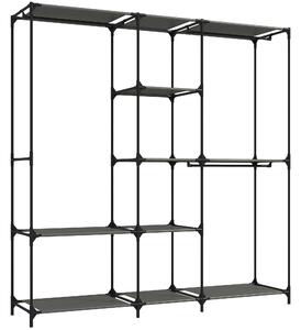 HOMCOM Dulap Textil Compact cu 3 Bare pentru Umerașe, 5 Rafturi și Structură din Oțel, 182 x 43 x 182 Cm, Negru | Aosom Romania
