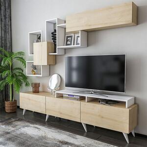 Comoda TV Aticus culoare lemn natural - alb 180x37x156cm